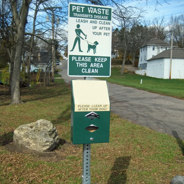 Pet waste station in a park