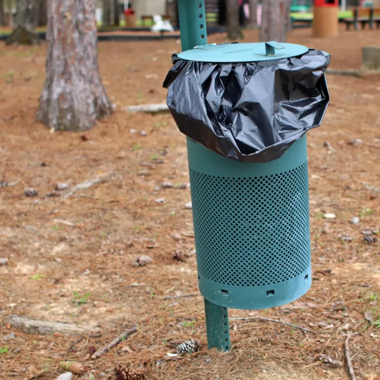 Dog waste station can in a park